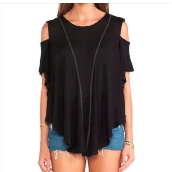 Free People Were The People Cold Shoulder Linen Blend Boho Top sz XS - Picture 5 of 5